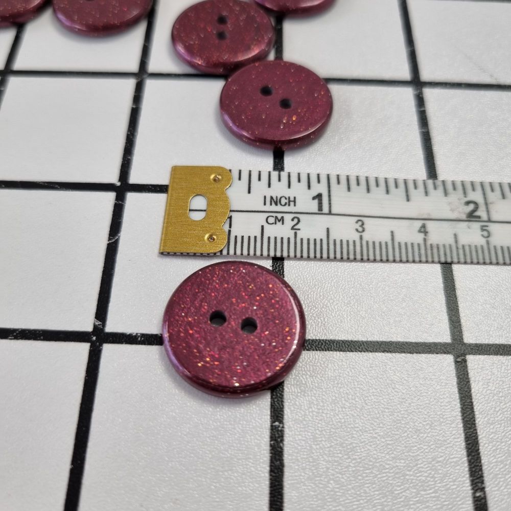 20mm Dark Glitter Buttons - Burgundy
