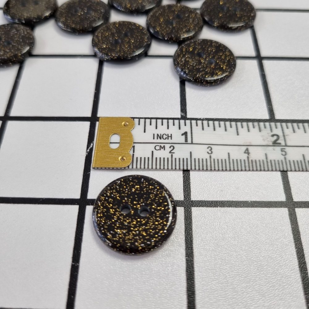 20mm Dark Glitter Buttons - Black