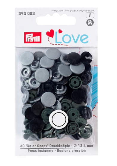 Prym Love Non-Sew Colour Snaps - Assorted Grey & Black