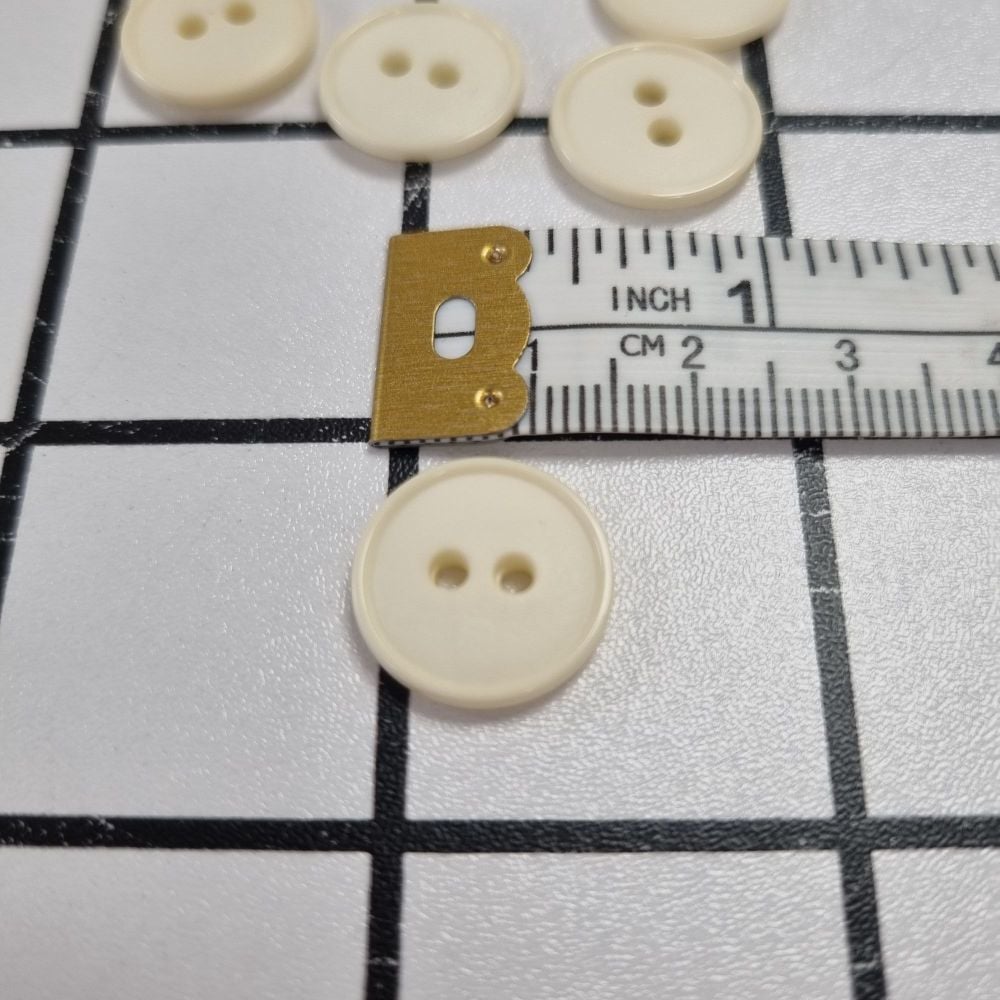 15mm 2 Hole Flat Top Buttons - Cream