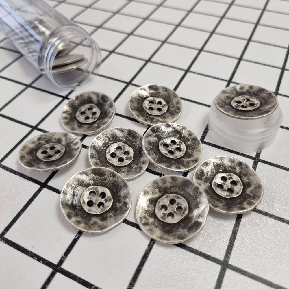 28mm Metal Buttons - Antique Silver
