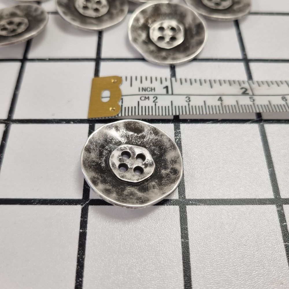 28mm Metal Buttons - Antique Silver