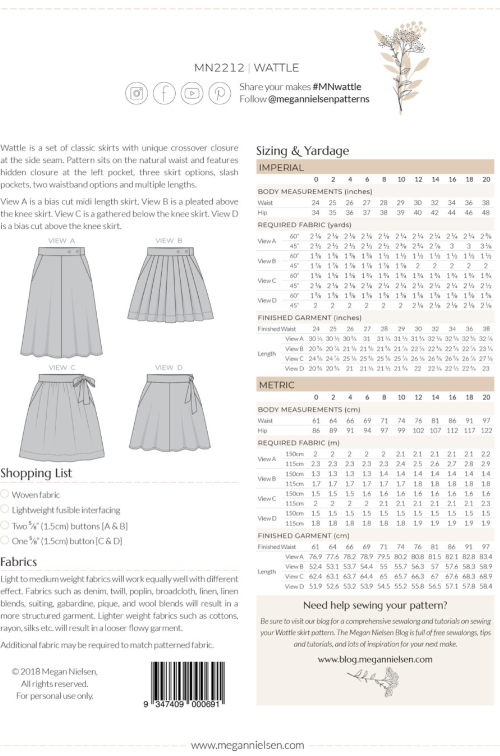 Wattle Skirt - Megan Nielsen