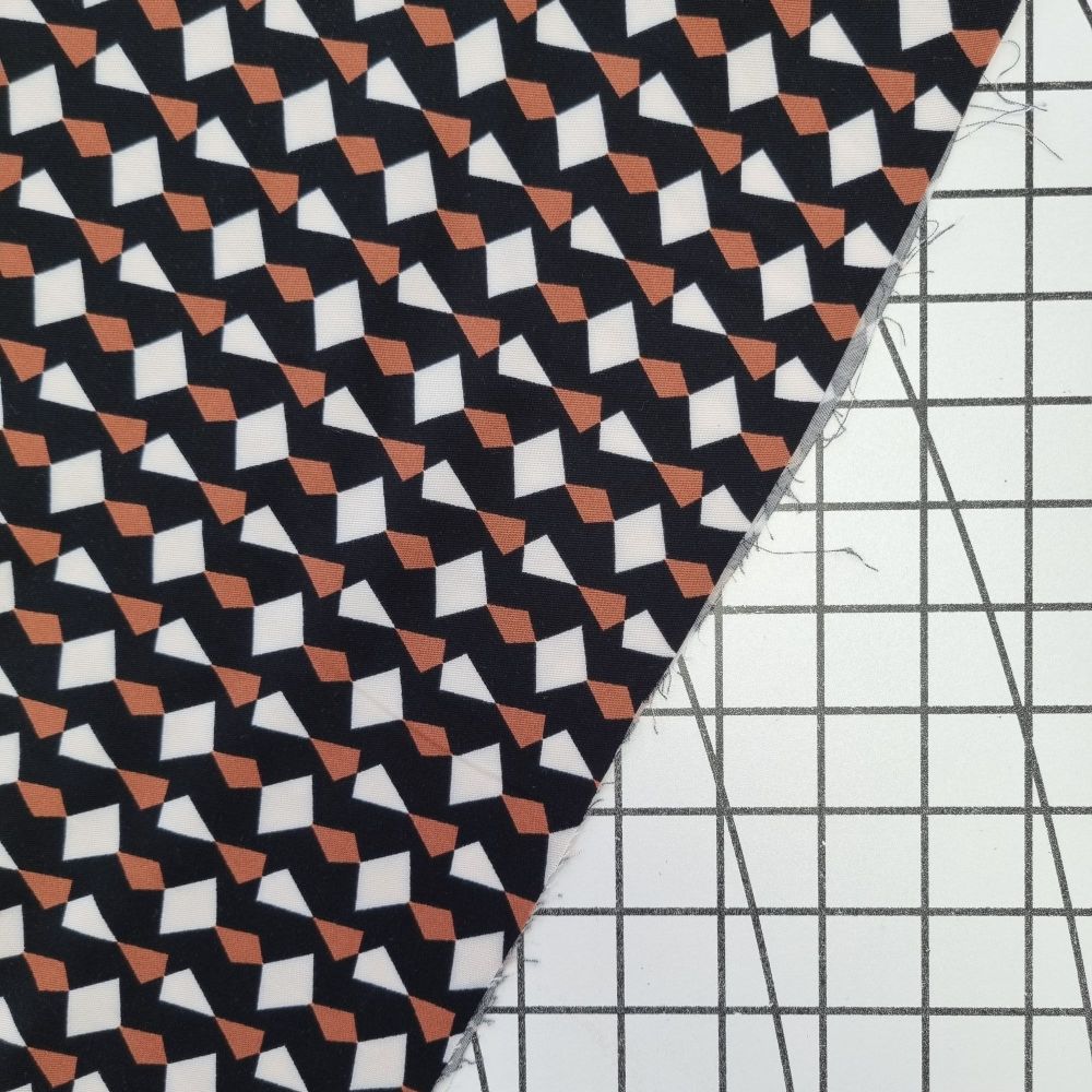 Geometric Black - Viscose Twill