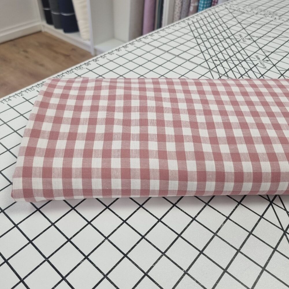 Small Cotton Gingham - Dusky Pink