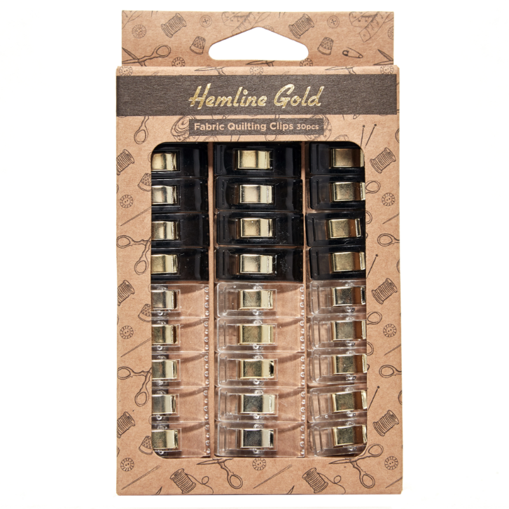 30 Fabric Quilting Clips - Hemline Gold