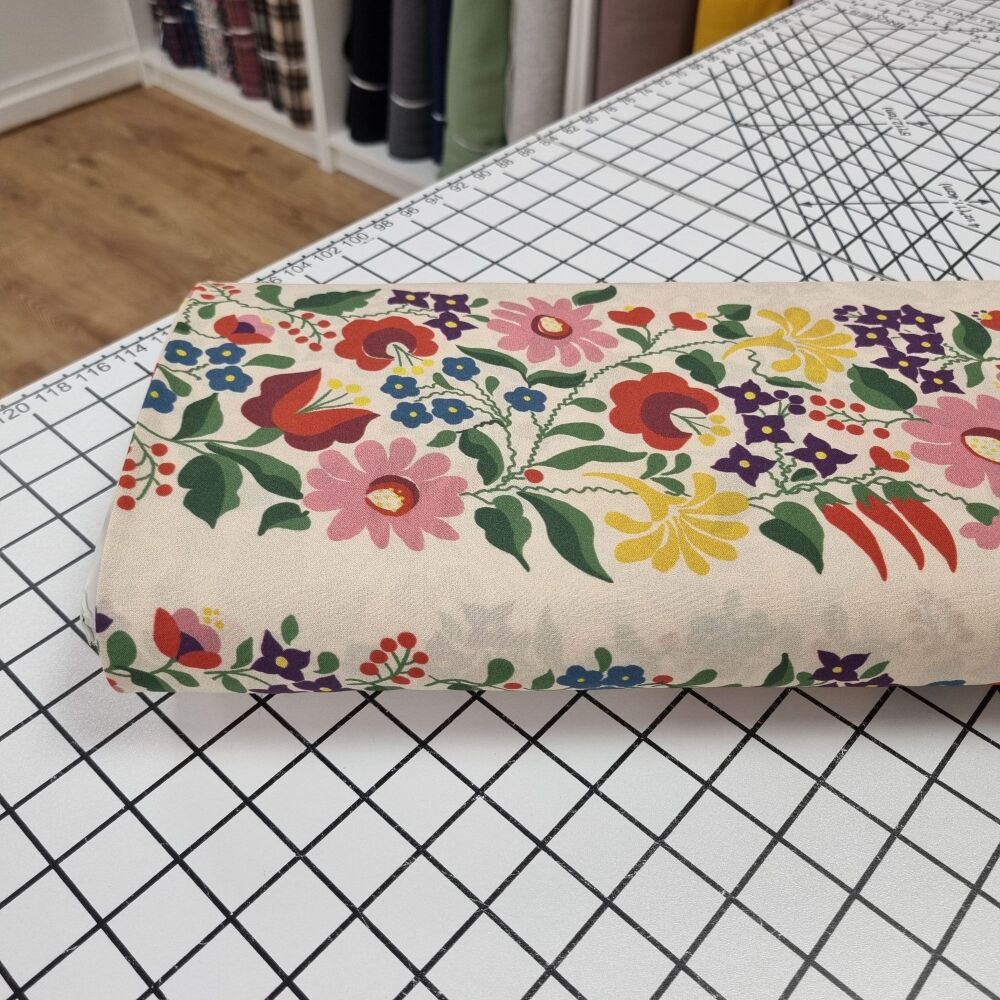Joni Floral Stripe Viscose Lawn Cream - Fabric Godmother