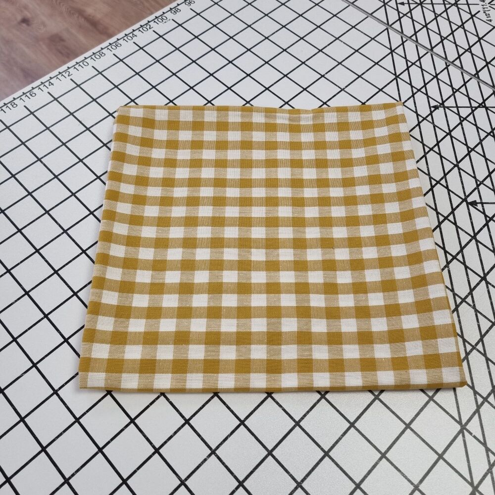Mustard Small Cotton Gingham - REMNANT - 58cm x 140cm