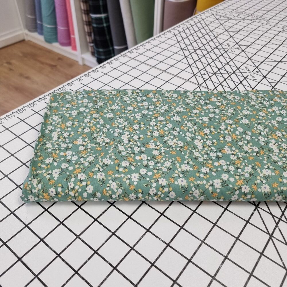 Ditsy Floral Sage Green - Cotton Lawn