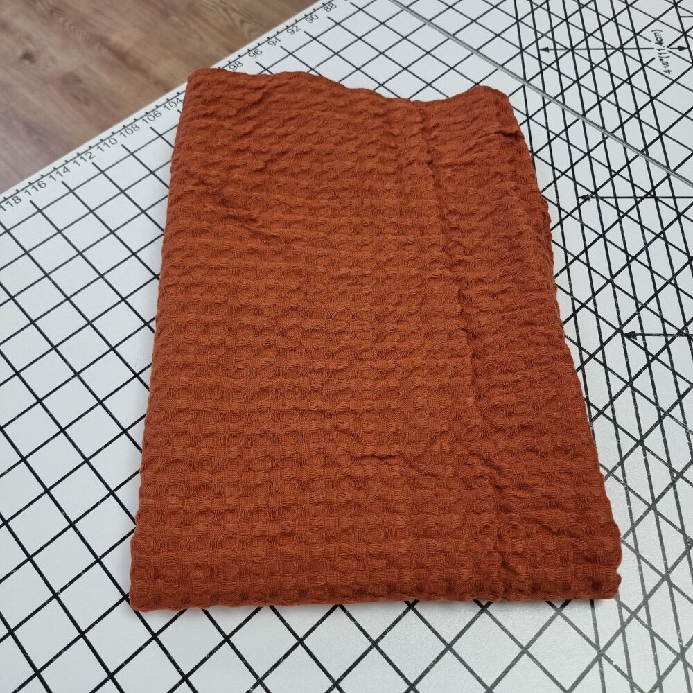 Rust Basket Weave Cotton - REMNANT - 80cm x 130cm