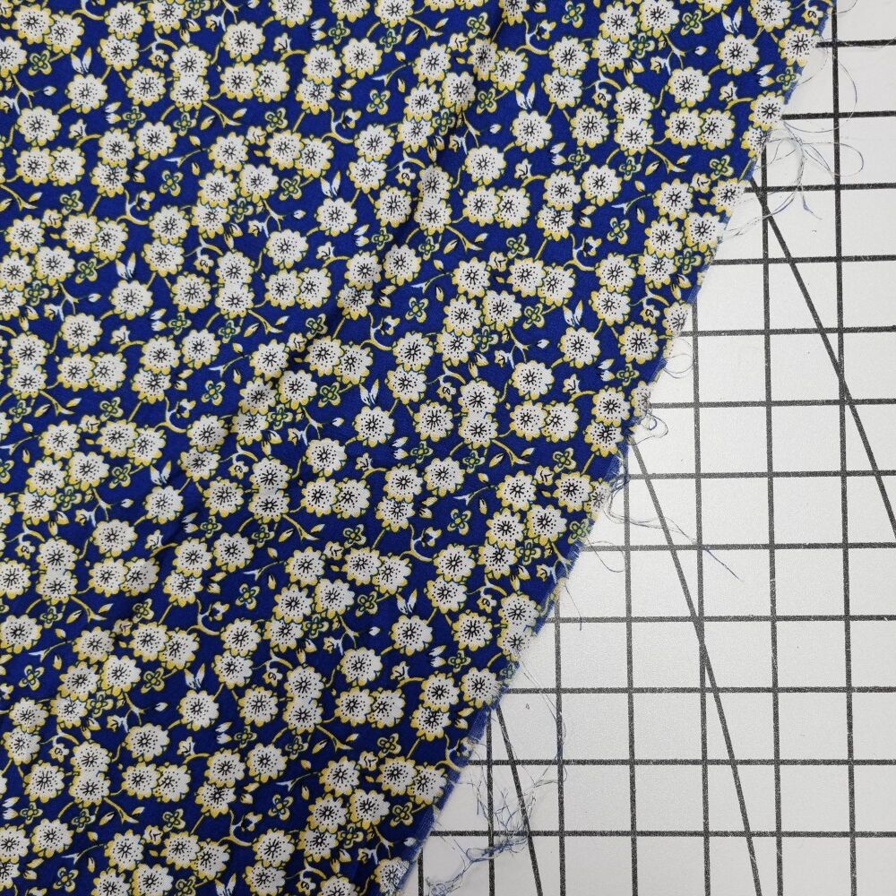 Nostalgic Flowers Royal Blue - Viscose