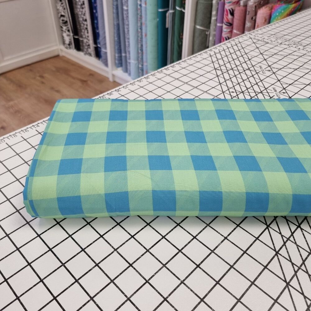 The Crafty Pie 2 Col Gingham Blue/Green - Viscose