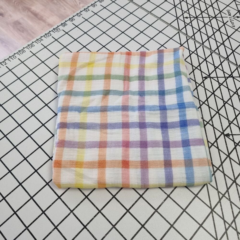 Rainbow Gingham Double Gauze - REDUCED DUE TO FAULT - 44cm x 130cm