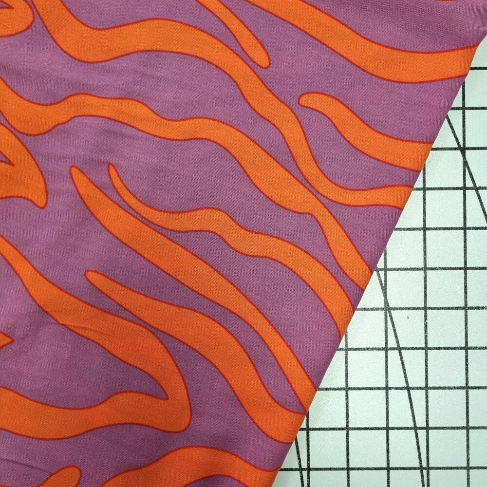 Pink & Orange Retro Swirl - Viscose
