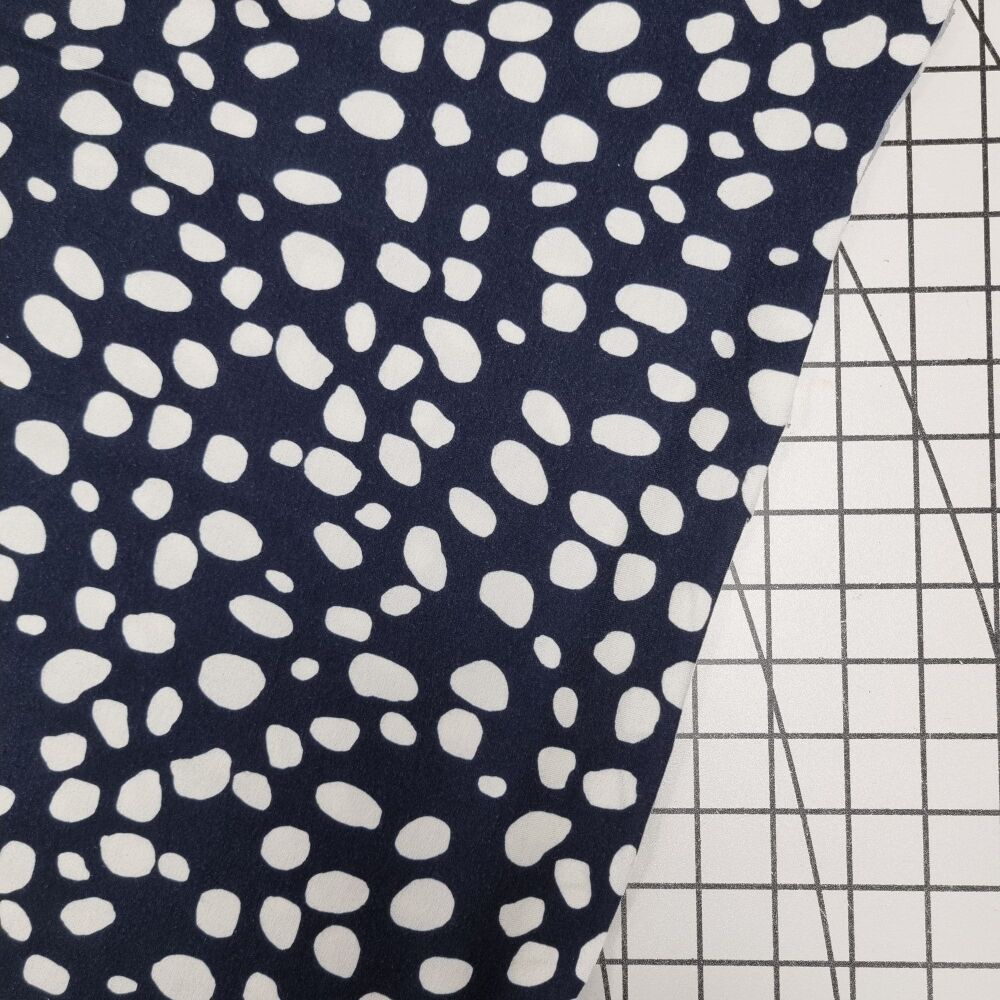 Navy Irregular Spot - Viscose Jersey