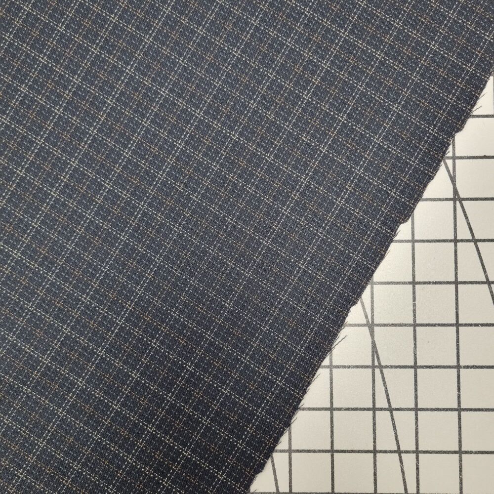 Navy Check - Poly/Wool Suiting