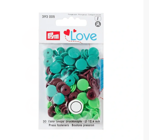 Prym Love 12.4mm Colour Snaps - Teal, Brown & Green