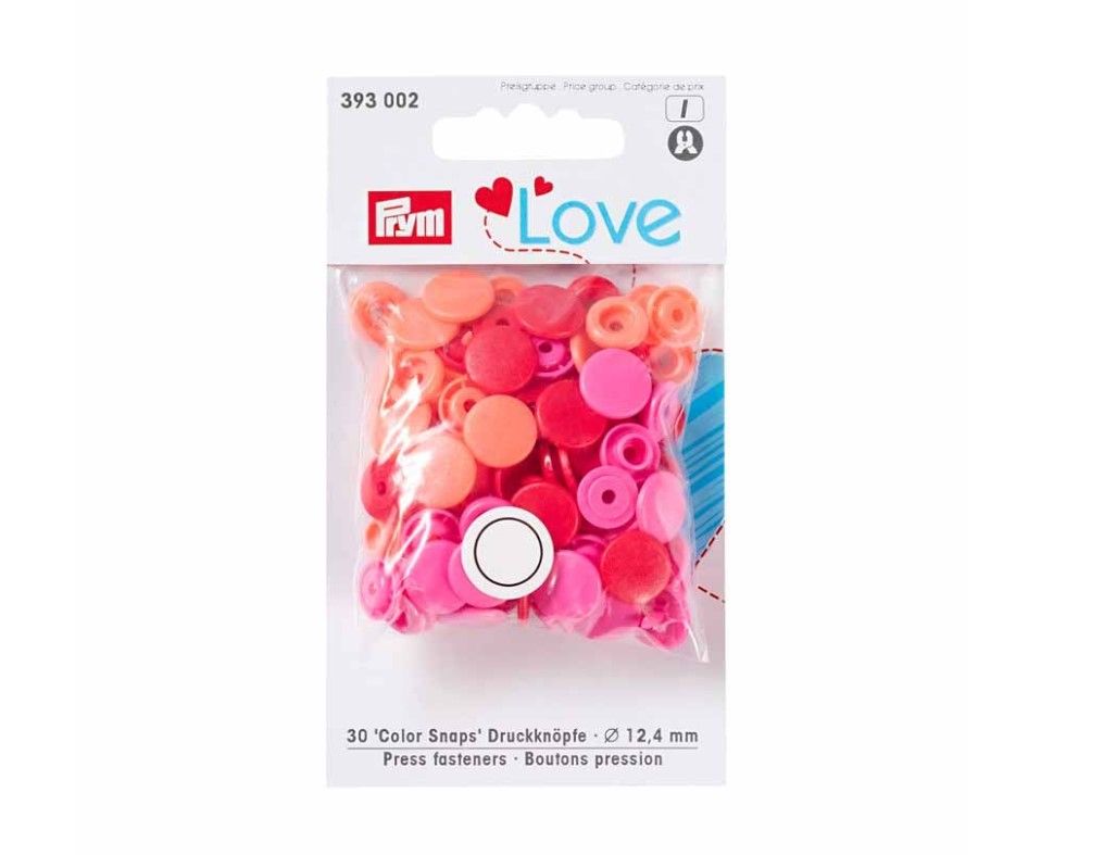 Prym Love 12.4mm Colour Snaps - Red, Pink & Peach