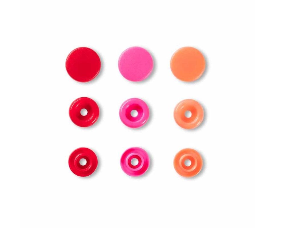 Prym Love 12.4mm Colour Snaps - Red, Pink & Peach