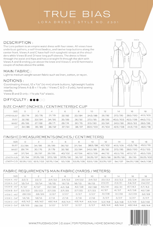 The Lora Dress 0-18 - True Bias