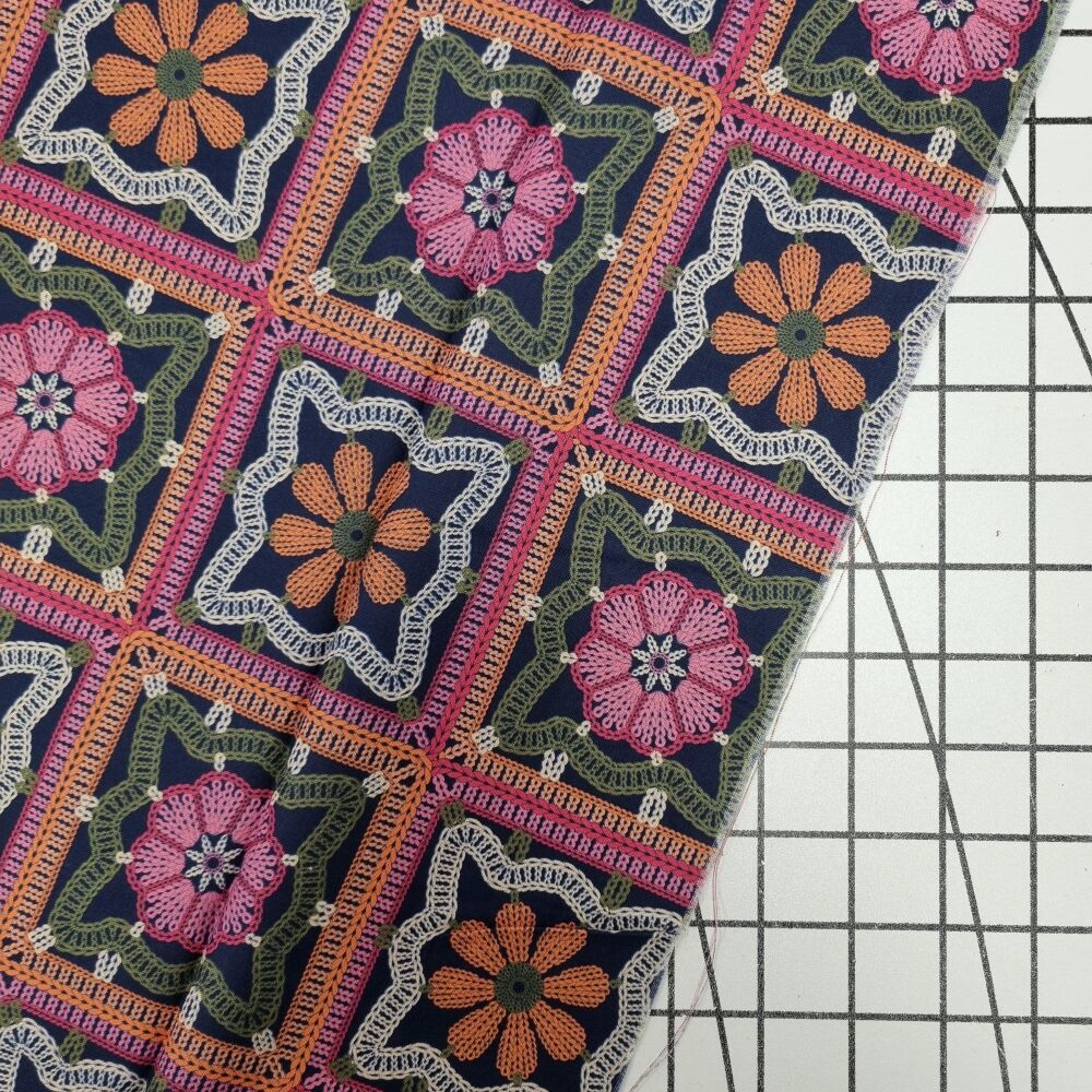 The Crafty Pie Crochet Square Navy - Cotton Viscose Blend