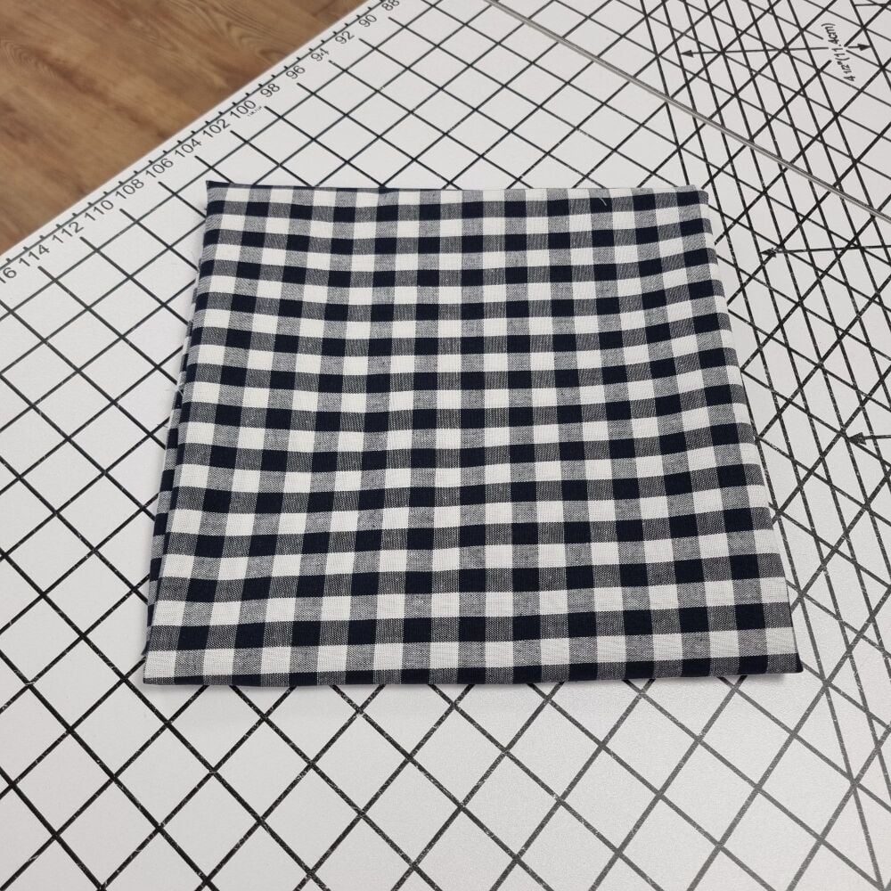 Navy Small Cotton Gingham - REMNANT - 68cm x 140cm