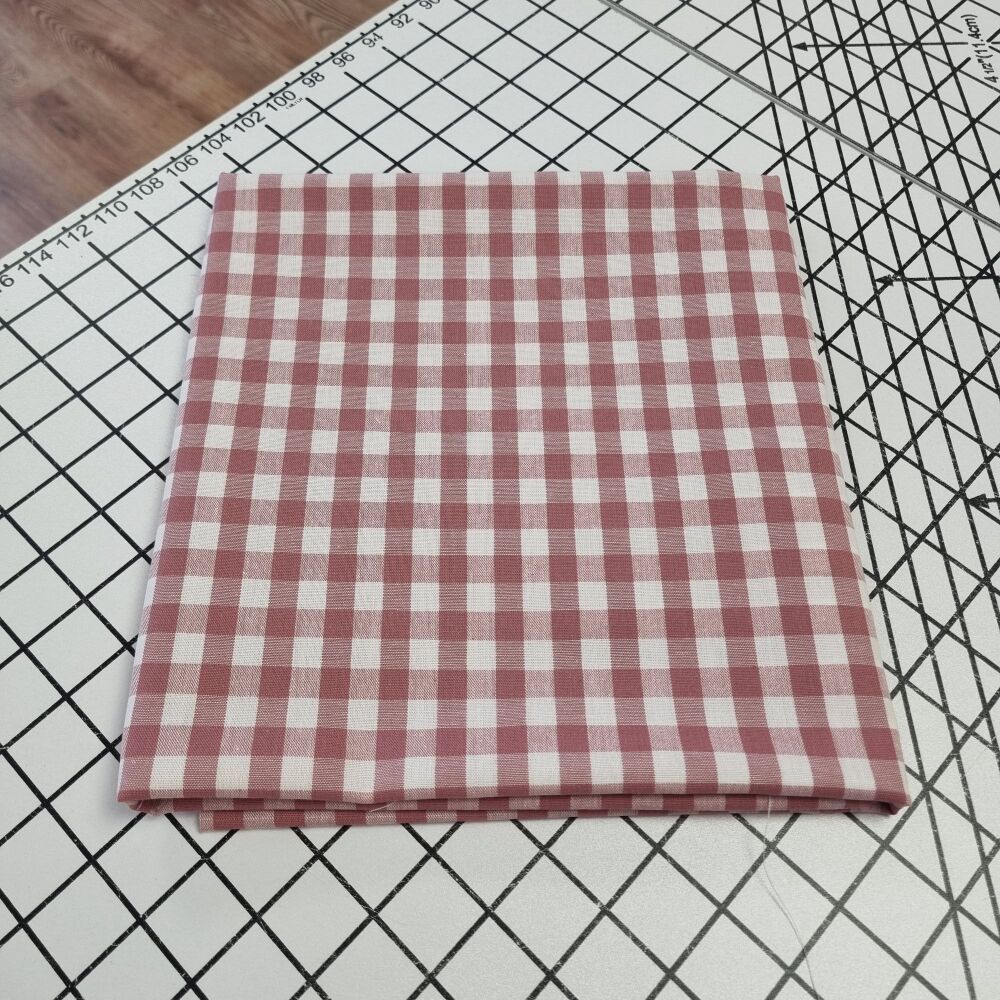 Dusky Pink Small Cotton Gingham - REMNANT - 98cm x 140cm