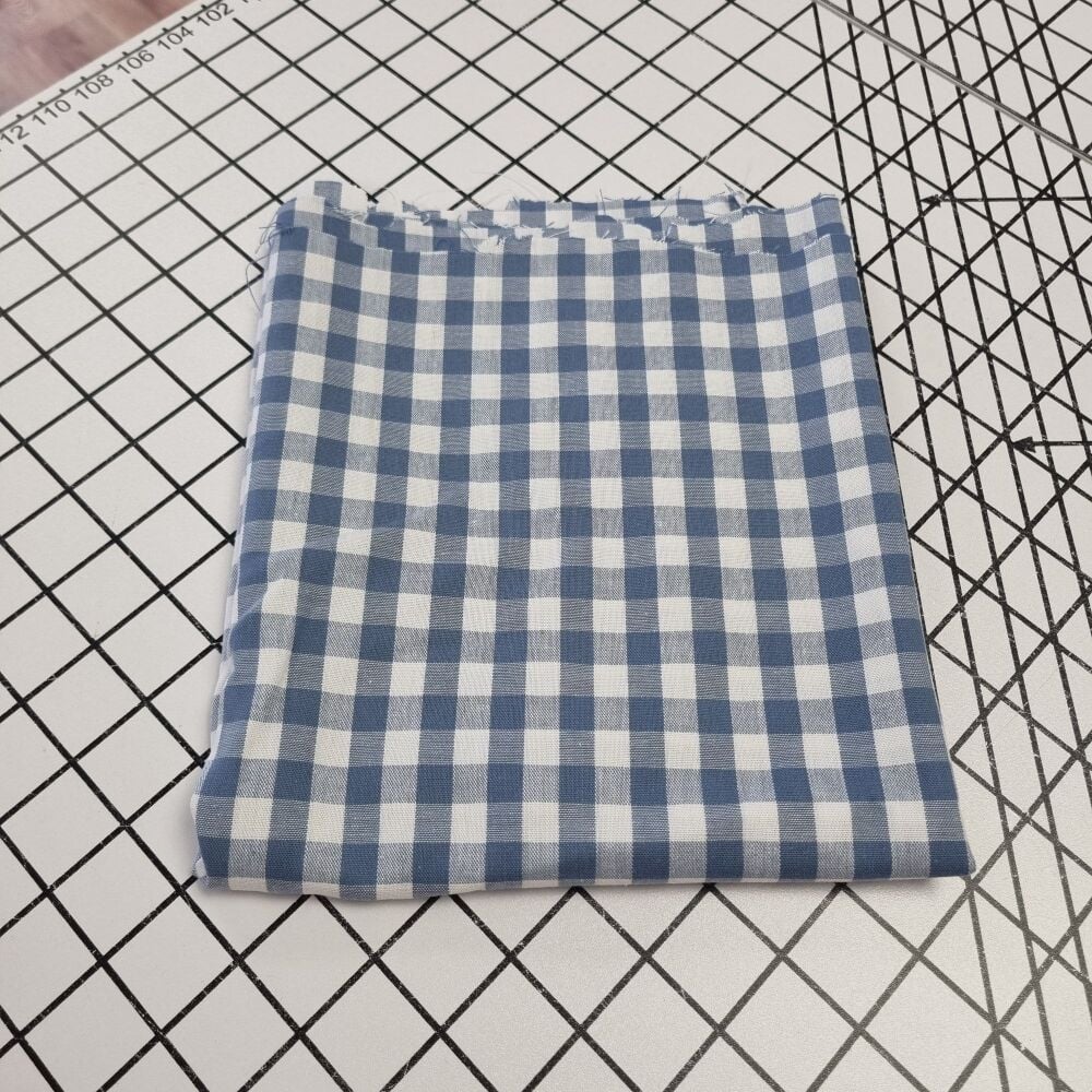 Cornflower Blue Small Cotton Gingham - REMNANT - 43cm x 140cm