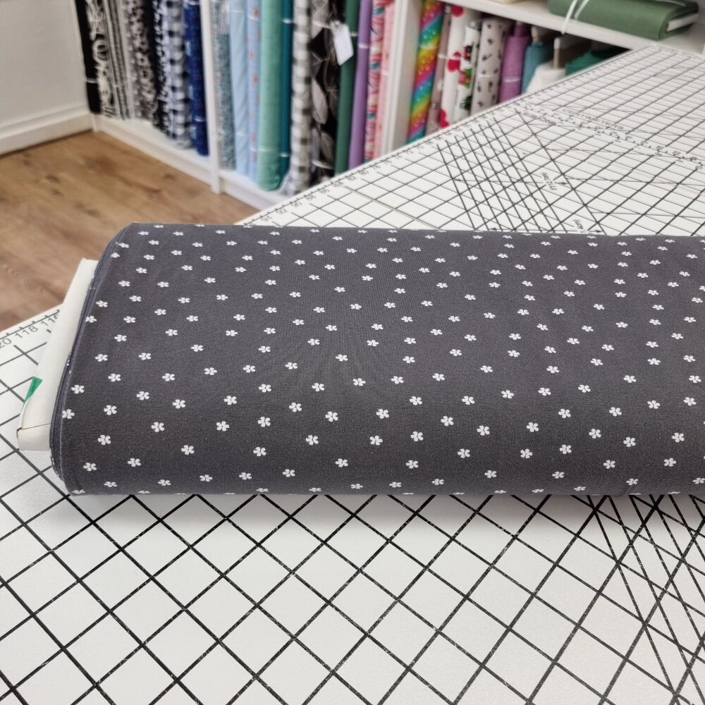 Grey Daisy - Cotton Jersey