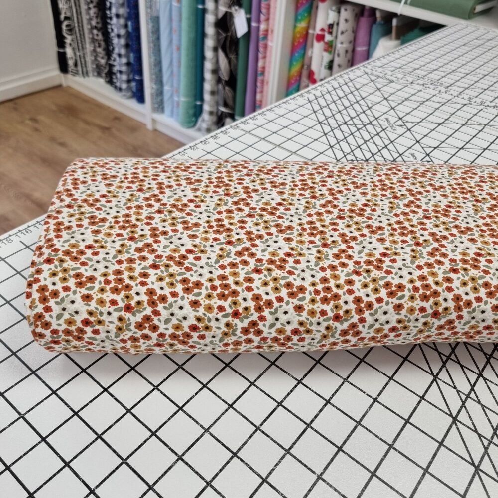 Mini Rust Flowers - Cotton Jersey