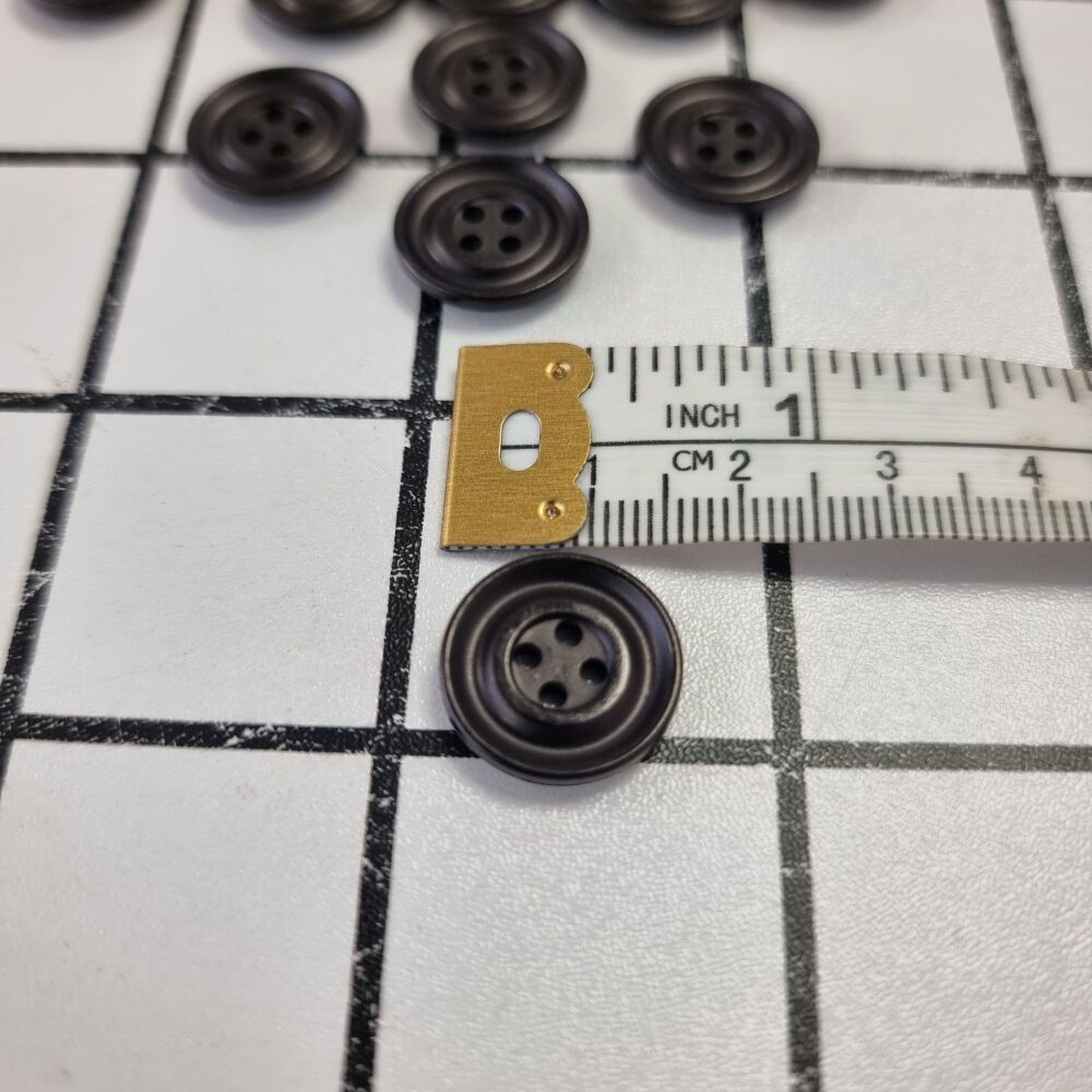 Black - 15mm Italian 4 Hole Vintage Buttons