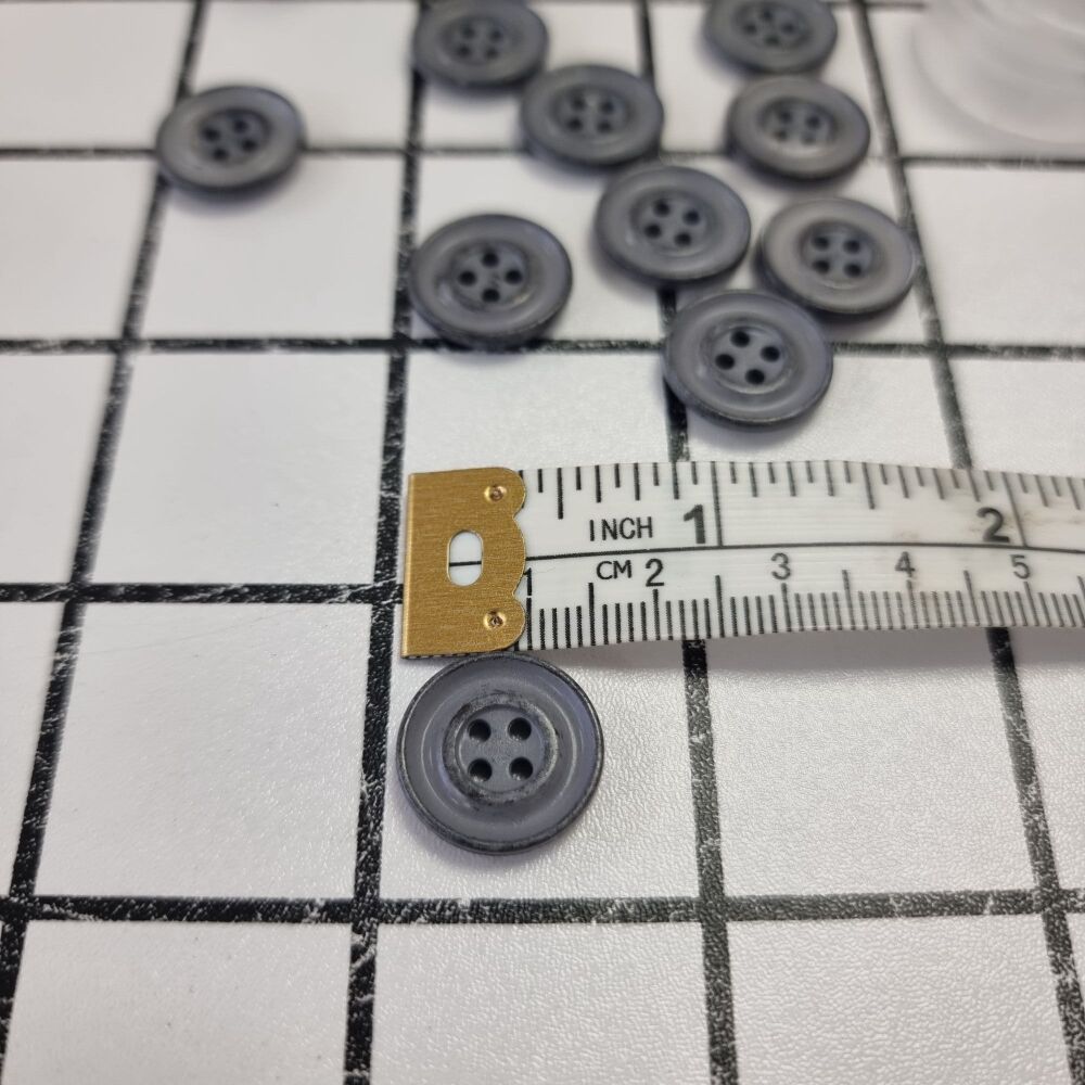 Grey - 15mm 4 Hole Italian Vintage Buttons