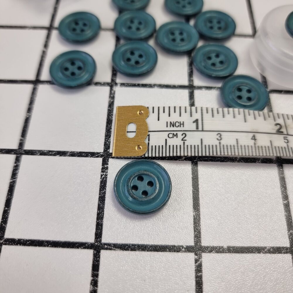 Teal - 15mm 4 Hole Italian Vintage Buttons