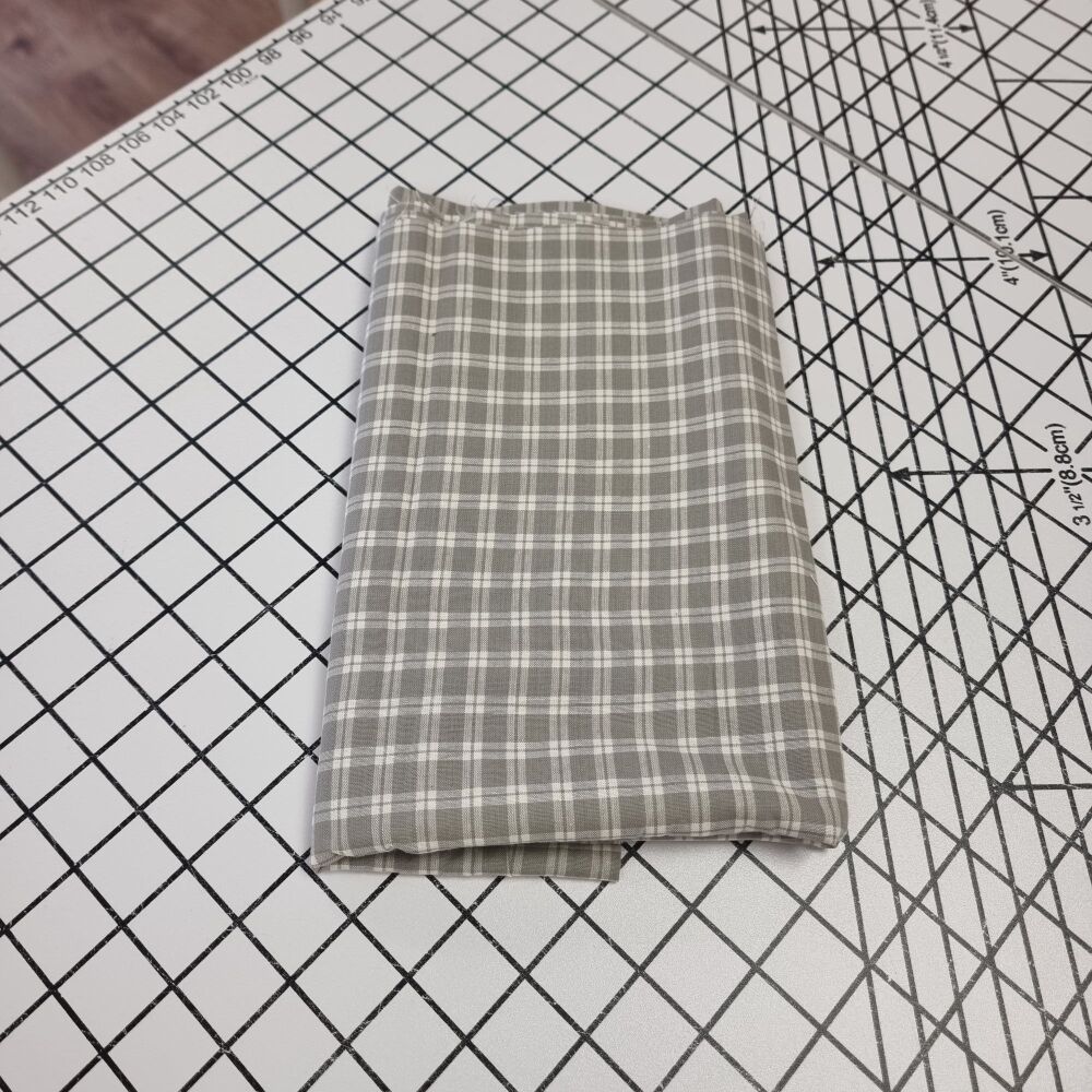 Grey Check Cotton - REMNANT - 100cm x 108cm