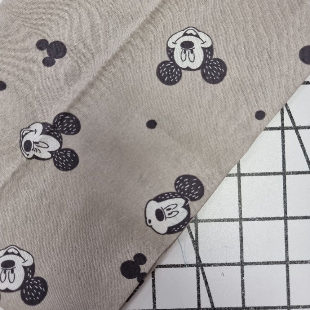 Beige Mickey Mouse Faces Cotton - FAT QUARTER - 47cm x 55cm