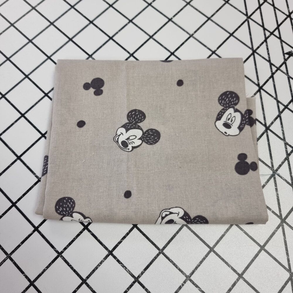 Beige Mickey Mouse Faces Cotton - FAT QUARTER - 47cm x 55cm