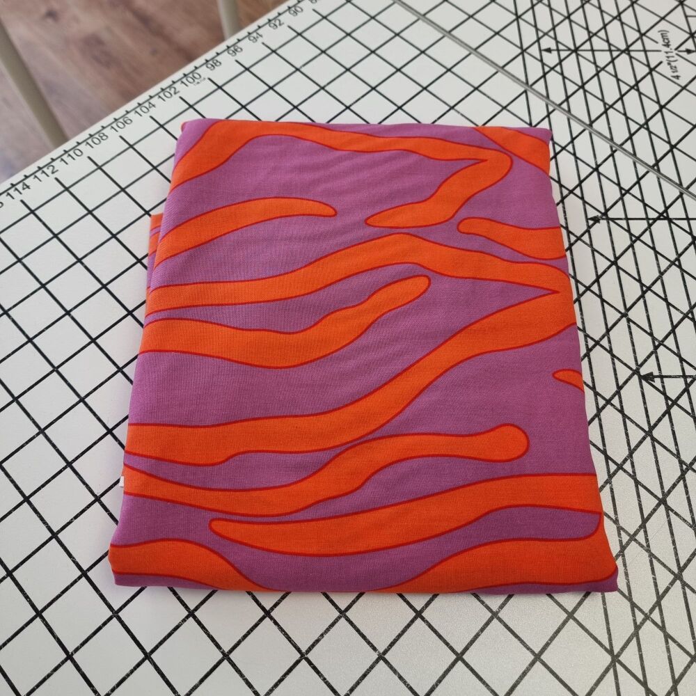 Pink & Orange Retro Swirl Viscose - FAULT - 315cm x 140cm