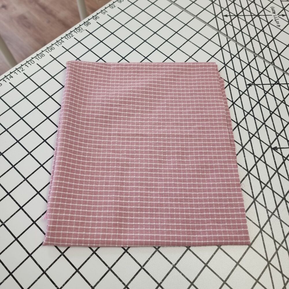 Pink Check Poly/Viscose Mix - REMNANT - 45cm x 145cm