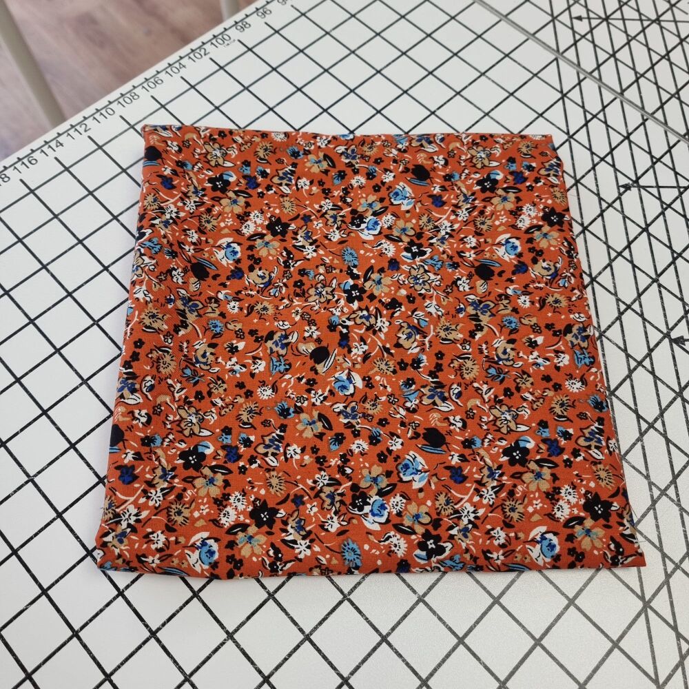 Impessionist Floral Rust Viscose - REMNANT - 187cm x 145cm