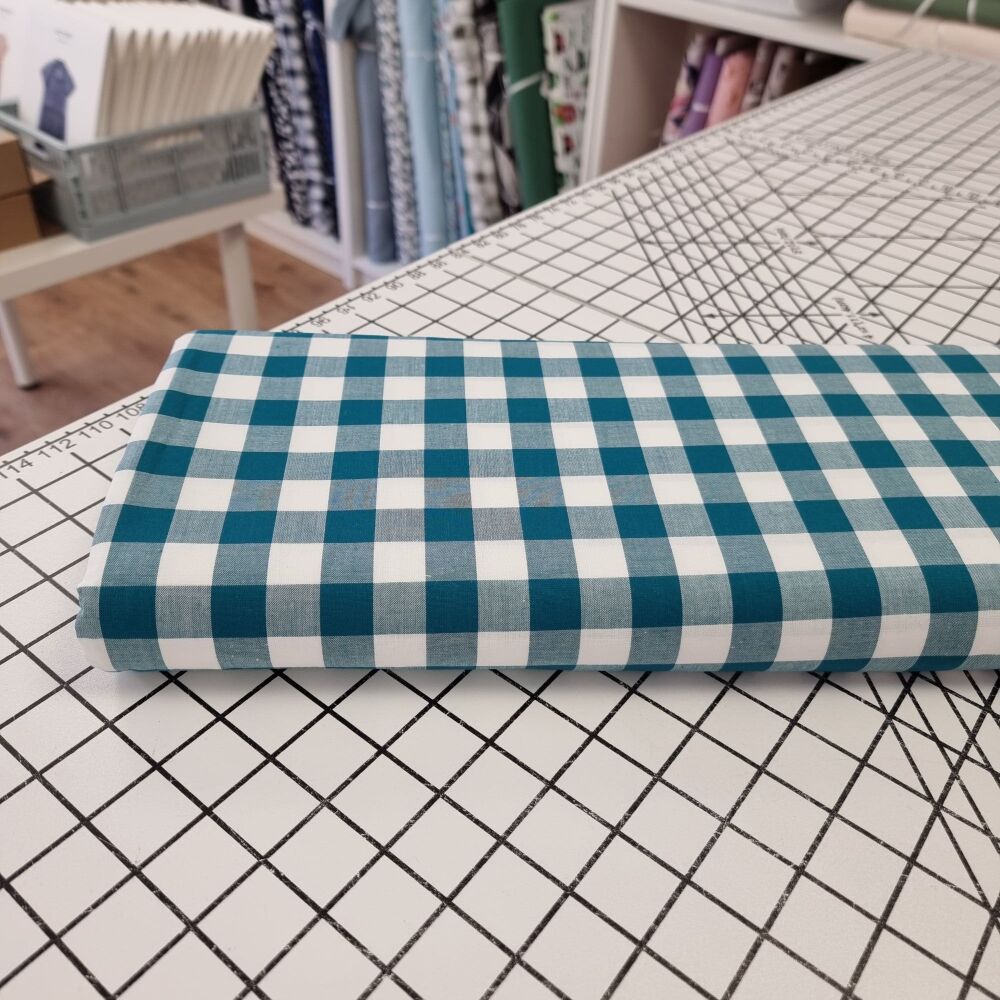 Teal - Large Cotton Gingham