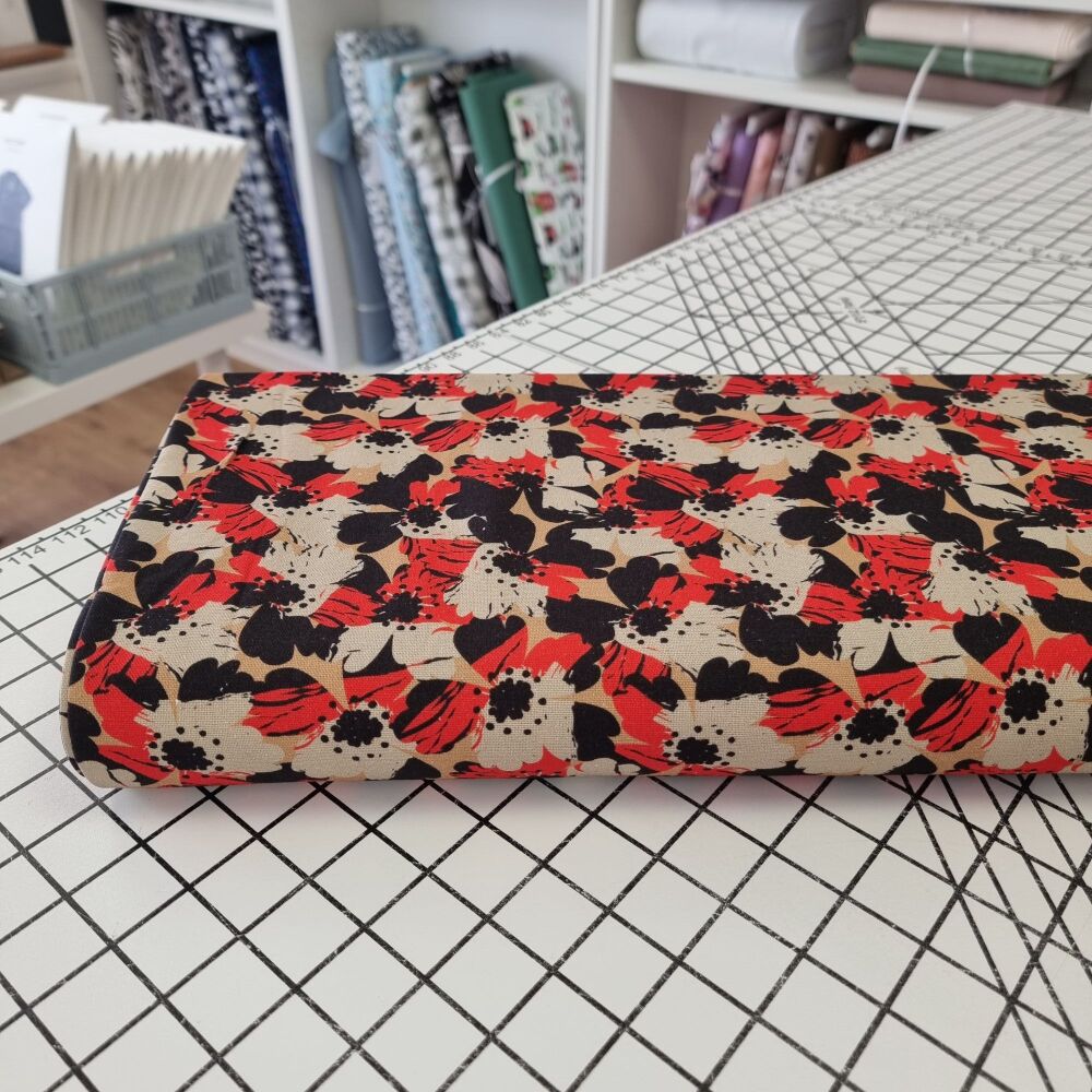 Graphic Flowers - Viscose Linen