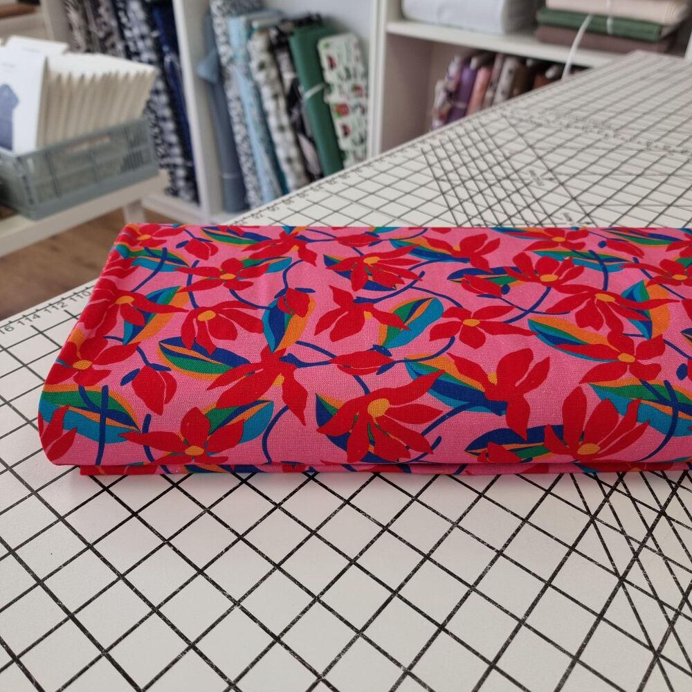 Pink Garden Vines - Viscose Linen