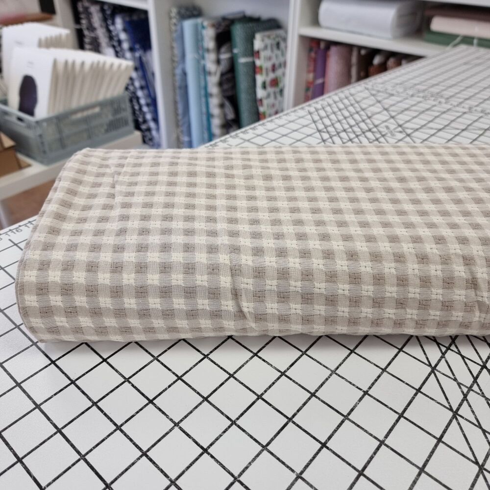 Beige Gingham - Cotton Anglaise