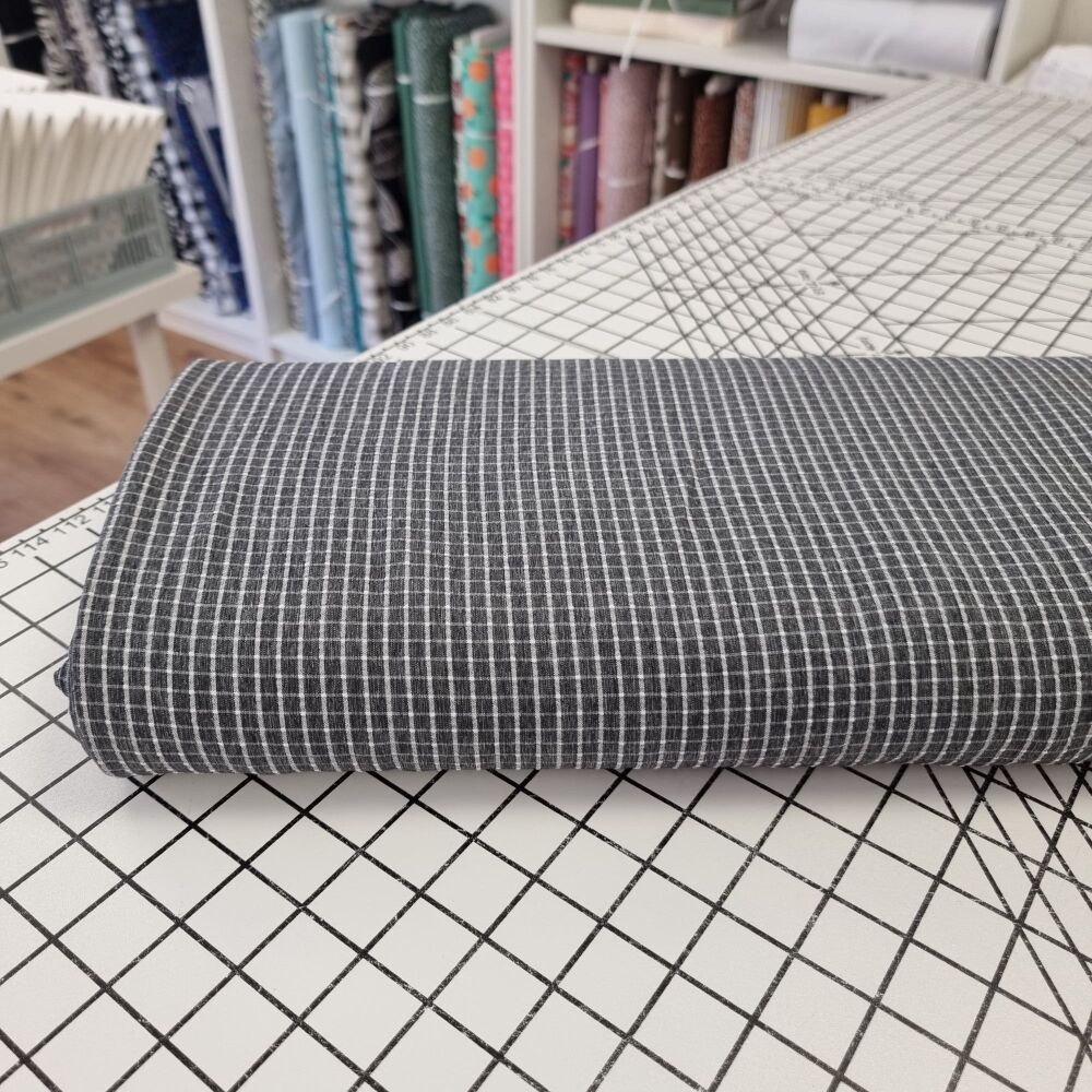 Charcoal Check - Polyester Viscose Mix