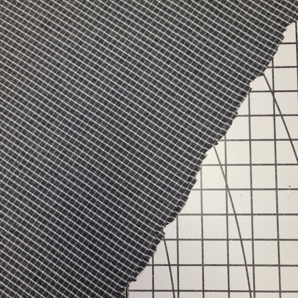 Charcoal Check - Polyester Viscose Mix