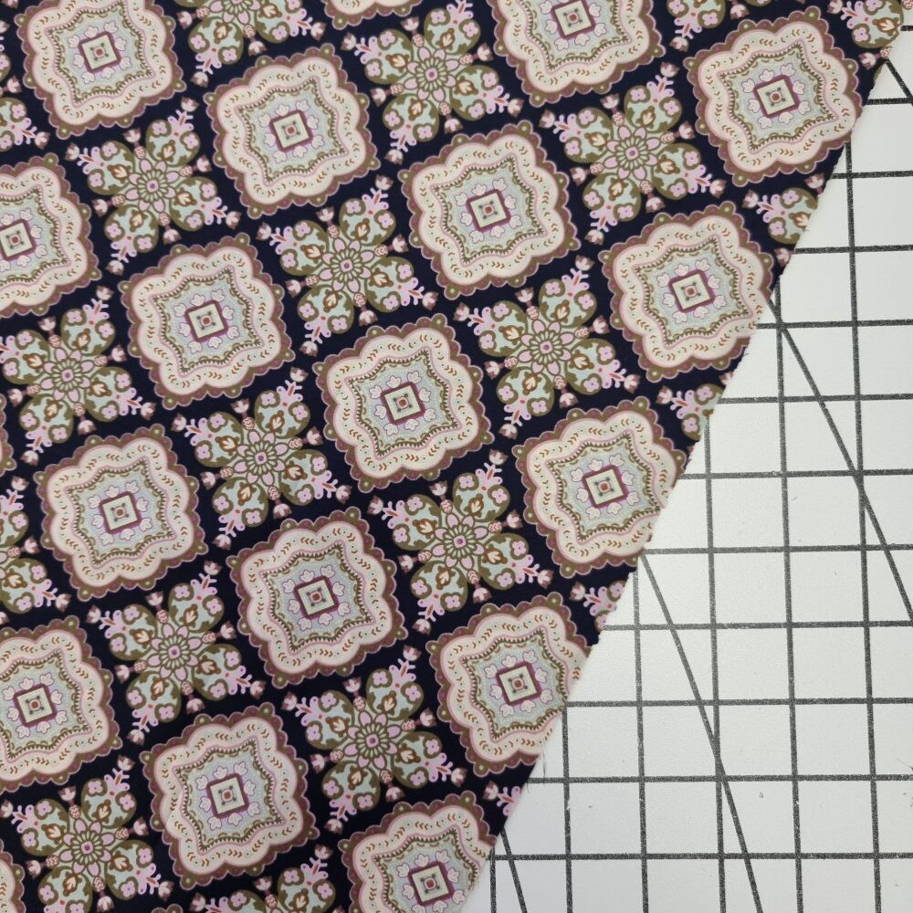 Moroccan Tiles Navy - Cotton Lawn