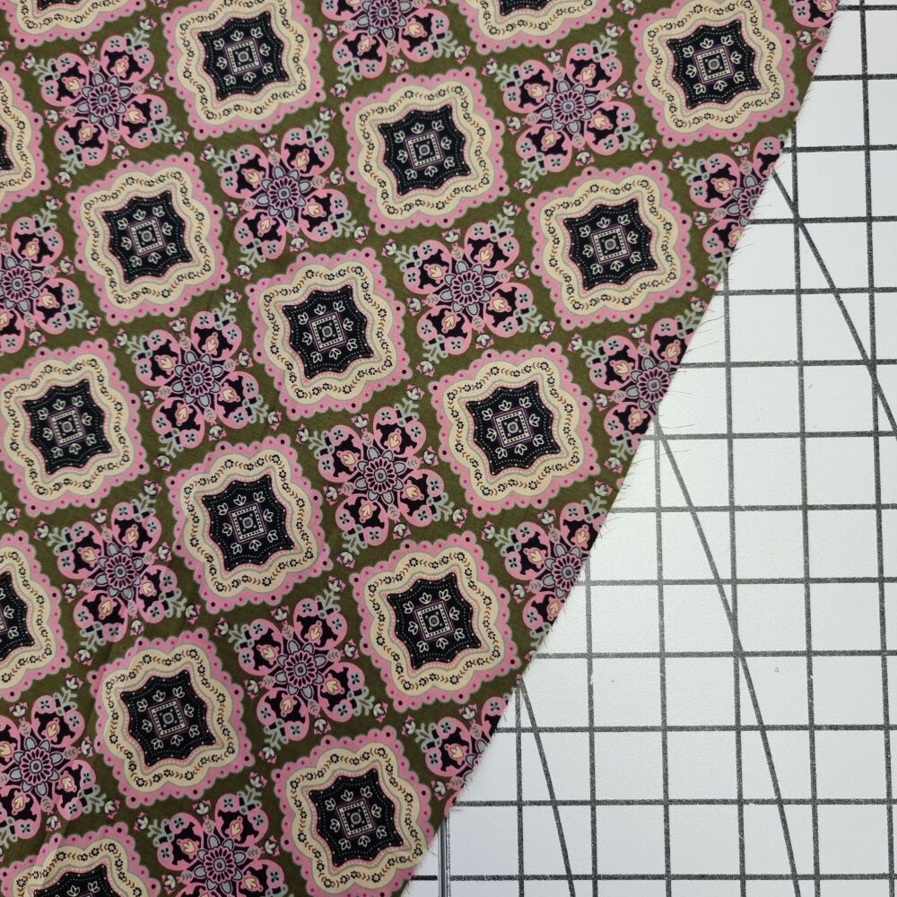 Moroccan Tiles Olive - Cotton Lawn