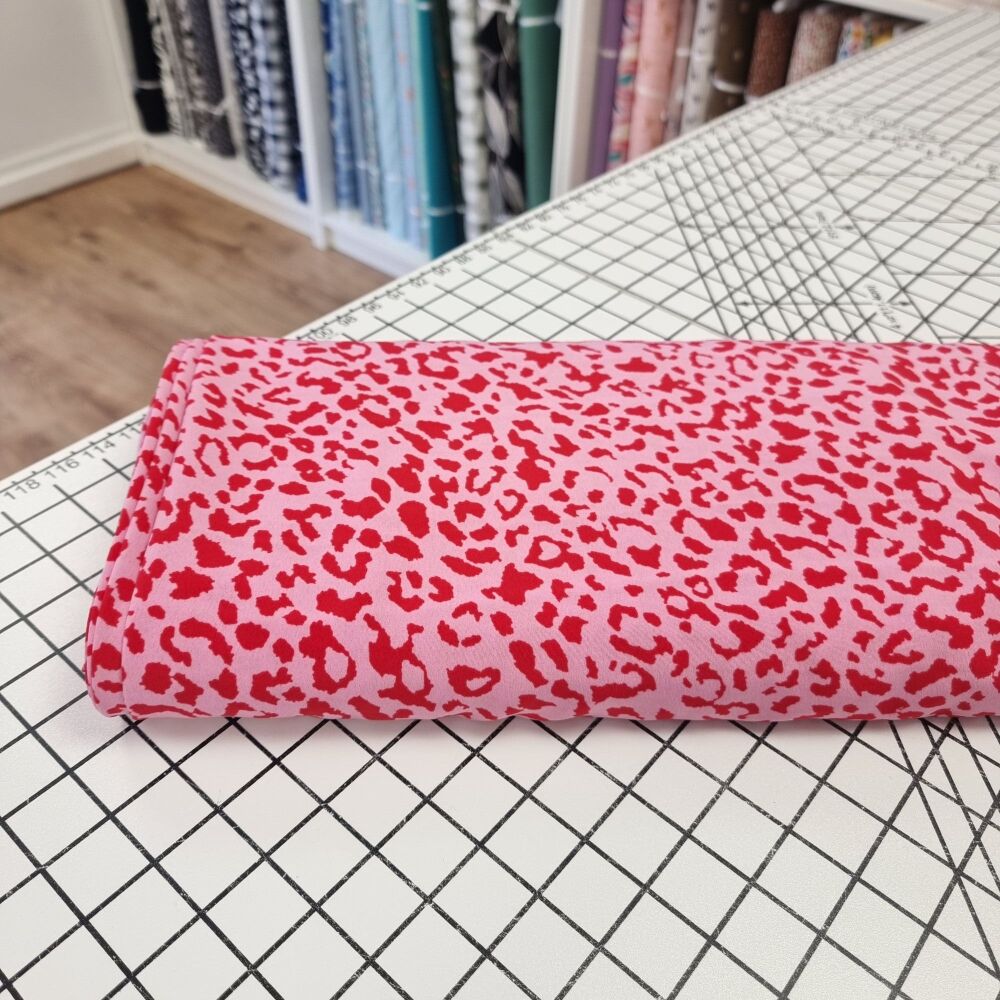 Red & Pink Leopard Print - Polyester