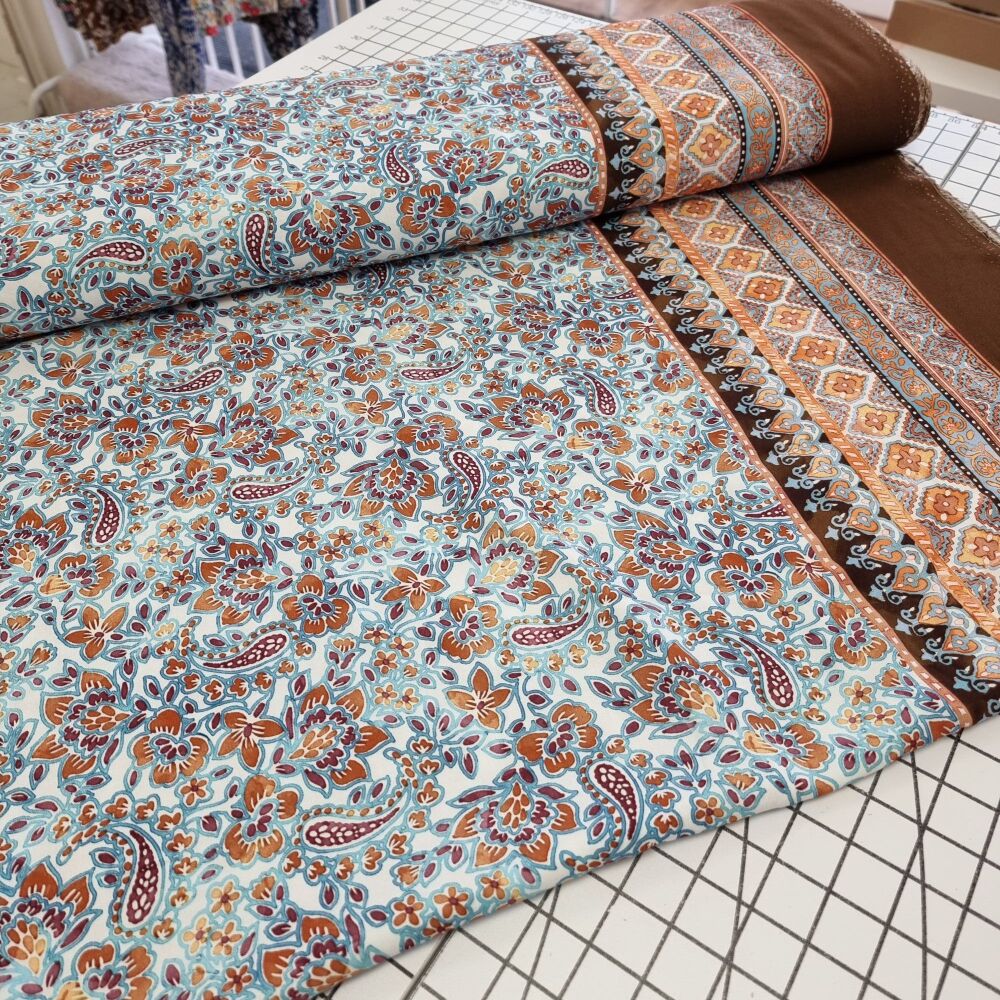 Brown Border Print - Viscose