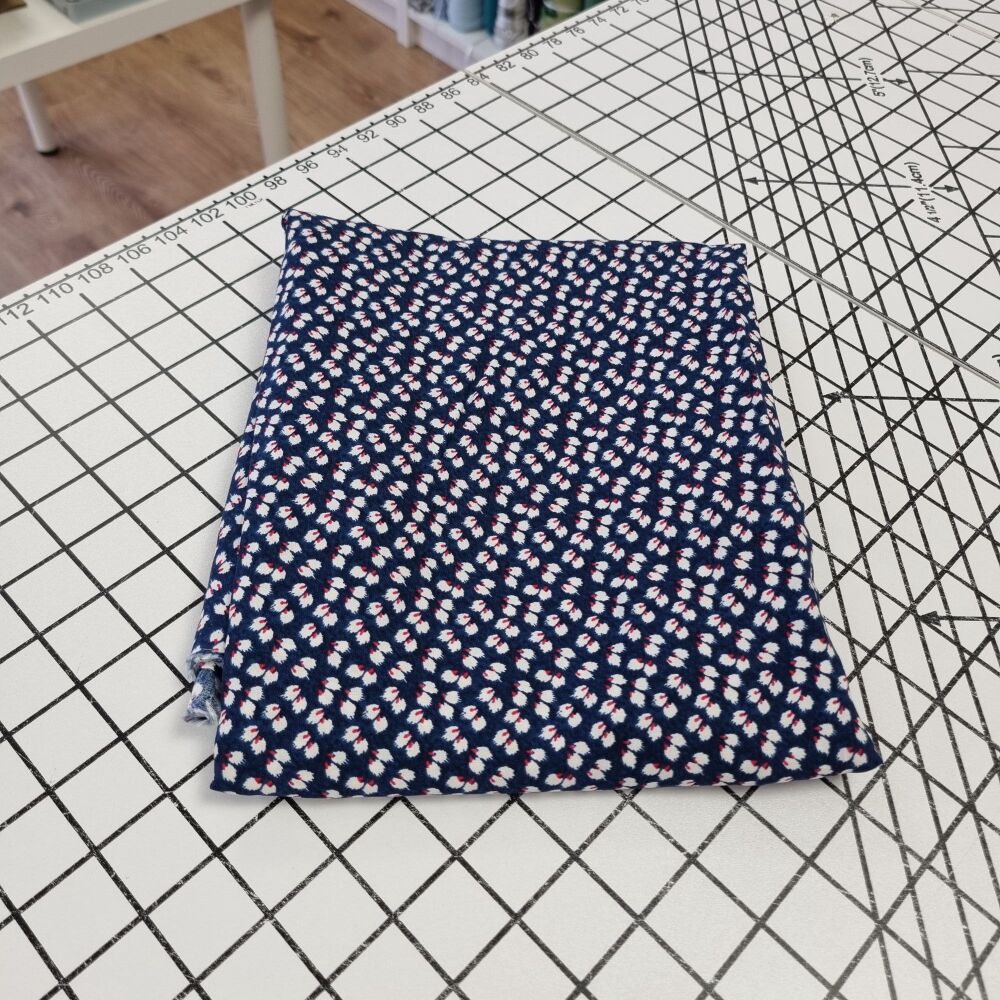 Navy Tiny Leaves - REMNANT - 136cm x 140cm
